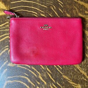 Coach Red Pebbled Leather Wristlet